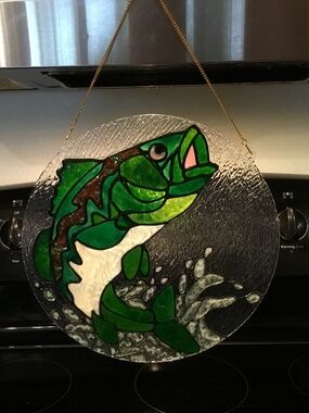 Hand Painted Stained Glass Bass